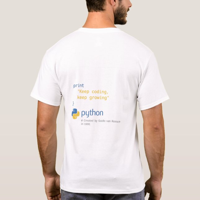 Python och dess skapare med skapandeåret t shirt (Baksida)