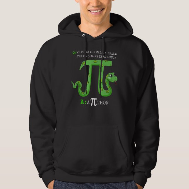 Python Pithon Pi Symbol Funny Math Teacher Pi Day Hoodie (Framsida)