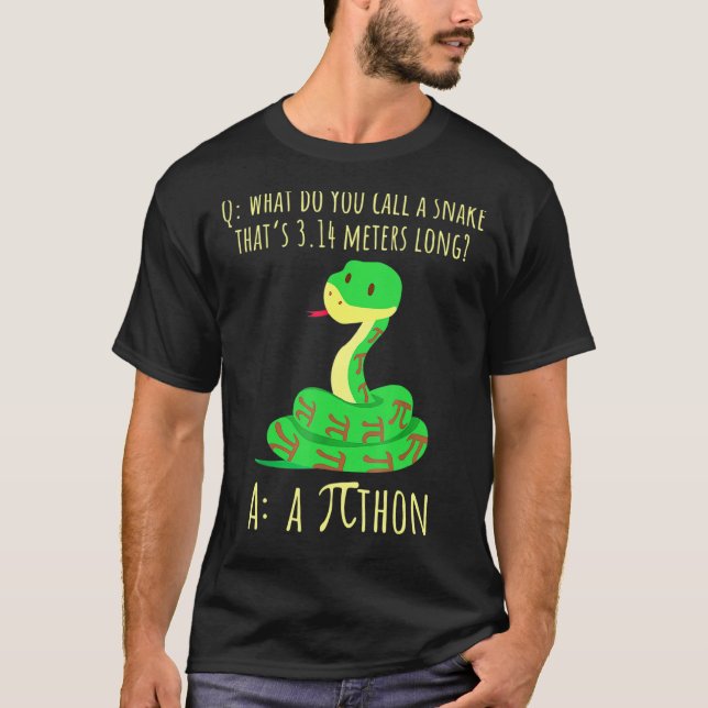 Python Pithon Pi Symbol Funny Math Teacher Pi Day T Shirt (Framsida)