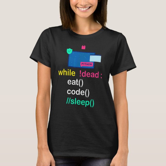 Python Programmer Coder Eat Code-viloläge T Shirt (Framsida)