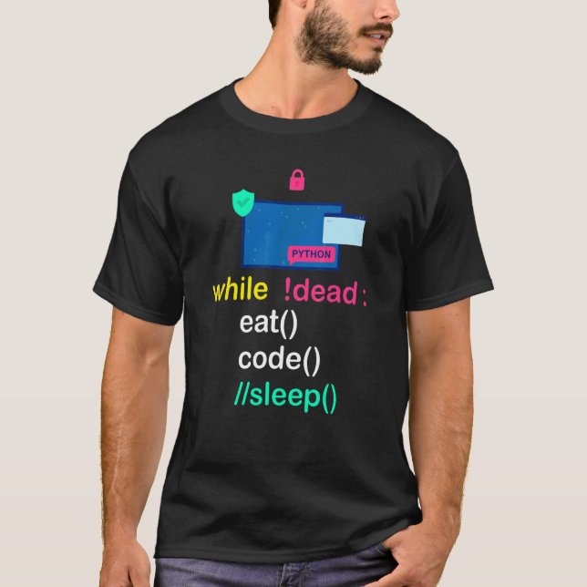 Python Programmer Coder Eat Code-viloläge T Shirt (Framsida)