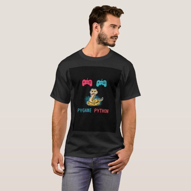 Python Pygame Kodare T-Shirt - Spelande (Hel framsida)