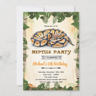 Python reptile birthday party invitation inbjudningar
