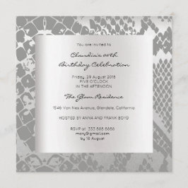 Python Snake Animal Skin Black Silver Birthday Inbjudningar