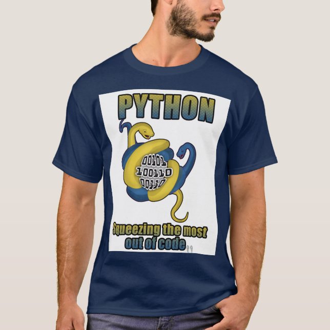 Python: Squesing the Mest Out of Code T Shirt (Framsida)