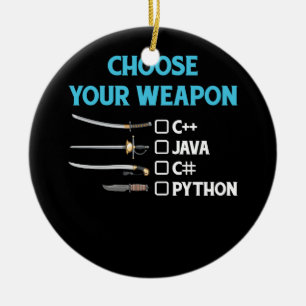 Python Välj ditt Vapon Funny Computer Science P Julgransprydnad Keramik