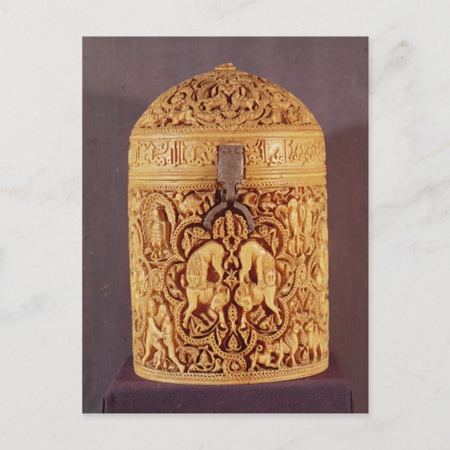 Pyx med en lättnad som skildrar nöjen vykort (Framsida)