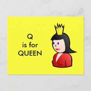 "Q" är för drottning Alphabet Flashcard Vykort