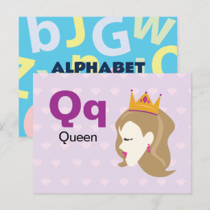 Q är för Queen - Alphabet Flash Card Vykort