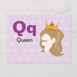 Q är för Queen - Alphabet Flash Card Vykort