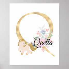 Q bokstav personligt namn monogram med ponny poster