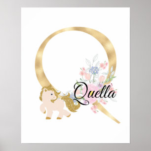 Q bokstav personligt namn monogram med ponny poster