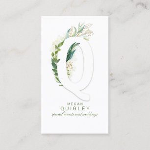 Q Brev Monogram Guld Grey Löv Elegant Visitkort