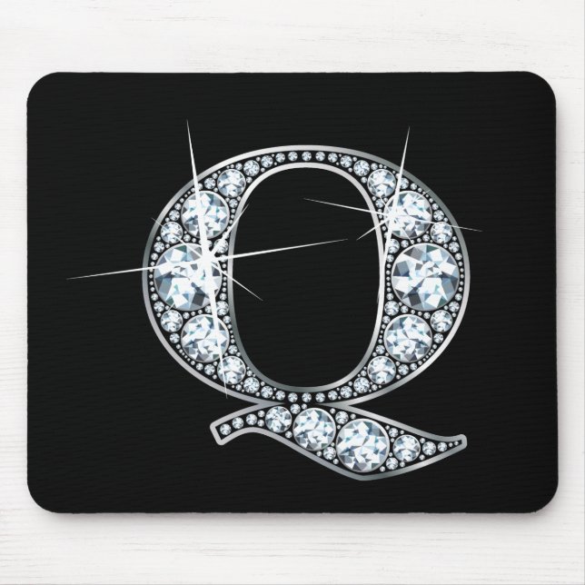 "Q" Diamond Bling Mousepad Musmatta (Framsidan)