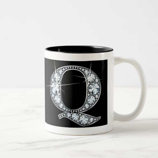 "Q" Diamond Bling på Black Mugg (Höger)