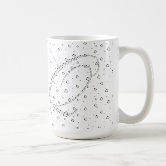 Q Inledande monogramutskrift av vita diamanter Kaffemugg (Höger)