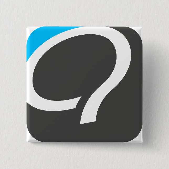 Q knäppas - blått knapp (Framsida)