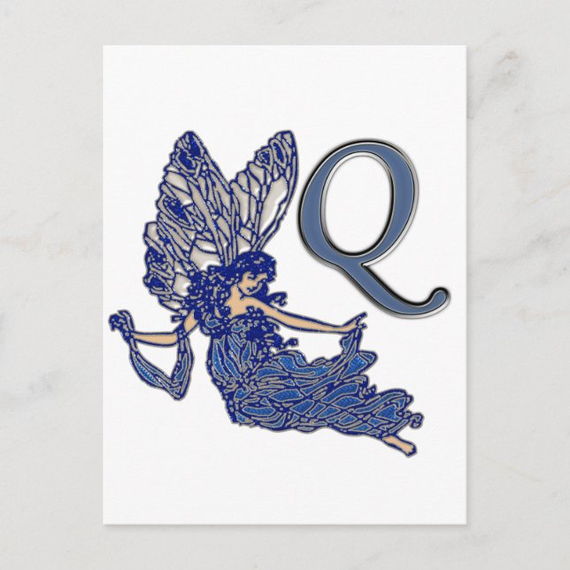 Q Monogram Ängel Vykort (Framsida)