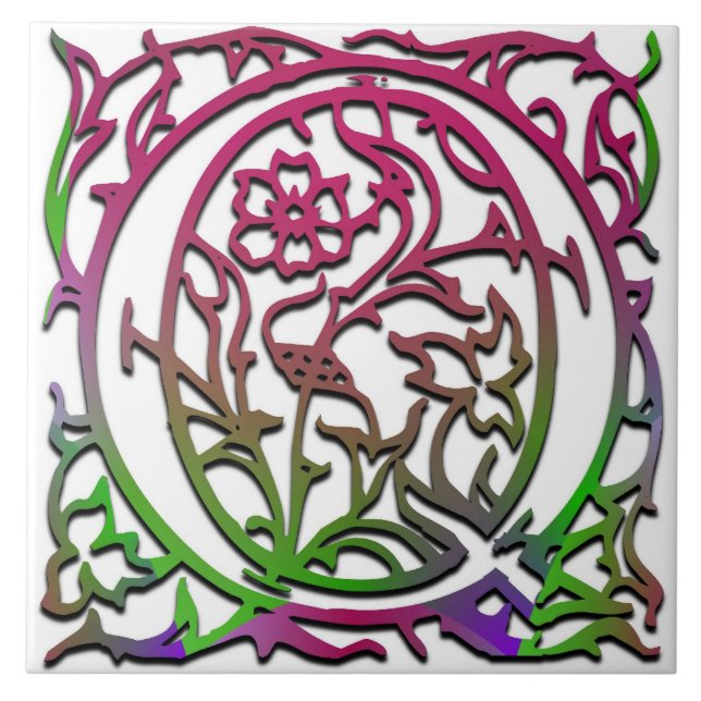 Q Monogram "Besque Garden" keramiska plattan Kakelplatta (Framsidan)