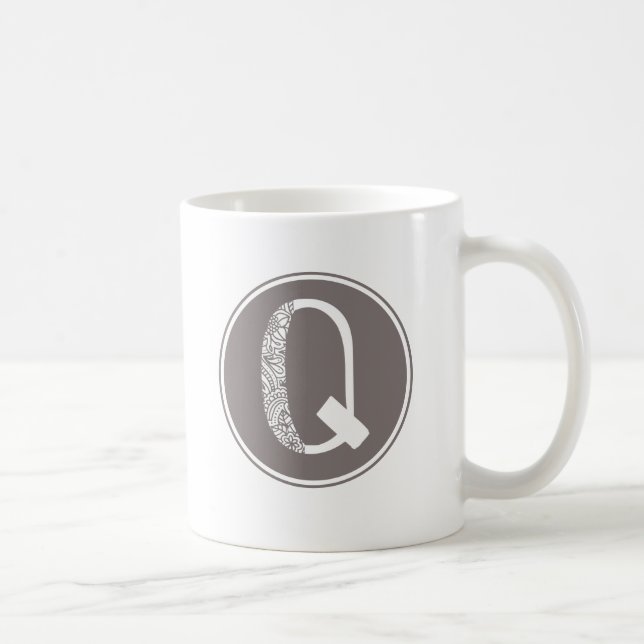 Q Monogram för initial Blommigt Kaffemugg (Höger)