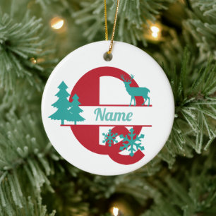 Q Monogram Initial jul Träd Ornament i Helgdag