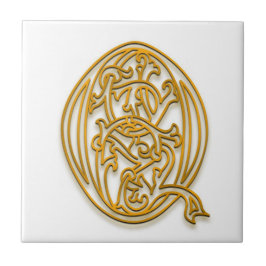 Q Monogram "Irish Guld" Ceramic Tile Kakelplatta