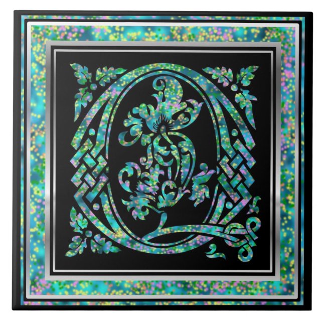 Q Monogram "Masselle Blue" Keramiska plattor Kakelplatta (Framsidan)