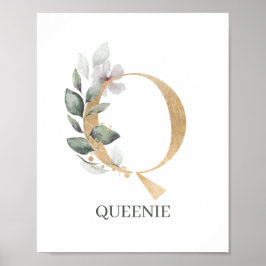 Q Monogram-Personlig för Blommigt Poster