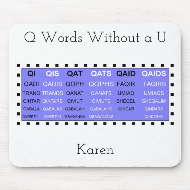 Q Ord utan U-spelhjälp Musmatta (Framsidan)
