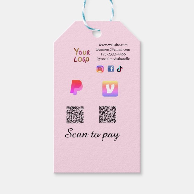 Q R code PayPal venmo scan pay add social media de Presentetikett (Framsidan)
