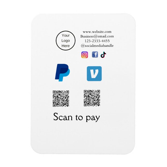 Q R-kod PayPal venmo scan betalar lägga till socia Magnet (Vertikal)