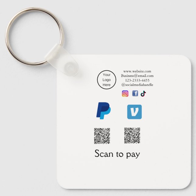 Q R-kod PayPal venmo scan betalar lägga till socia Nyckelring (Framsida)