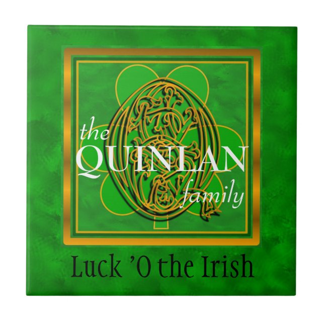 Q "Tur of the Irish" Family Anpassningsbar Monogra Kakelplatta (Framsidan)
