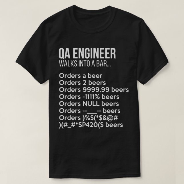 Qa Ingenjör går in i A Pub-felsökning T Shirt (Design framsida)