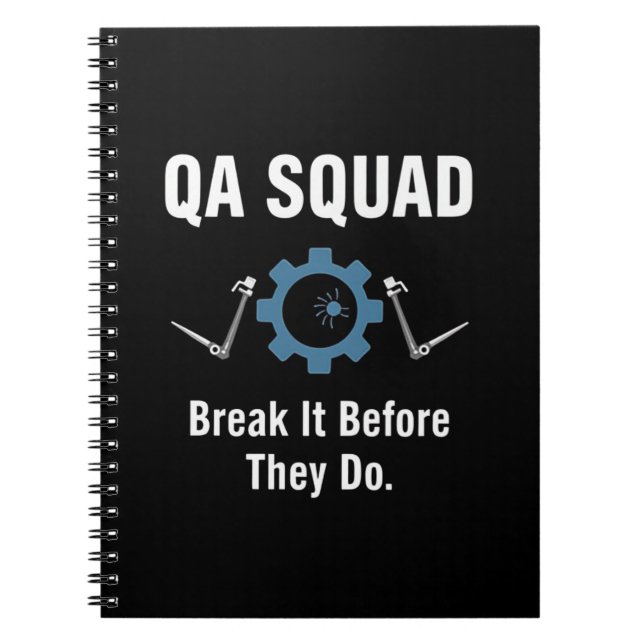 QA Squad – Break It Before They Do Anteckningsbok (Framsidan)