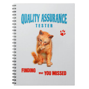 QA Testare Katt Humor Anteckningsbok