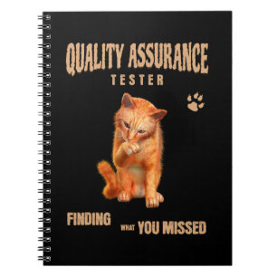 QA Testare Katt Humor Anteckningsbok