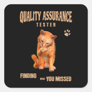 QA Testare Katt Humor Fyrkantigt Klistermärke