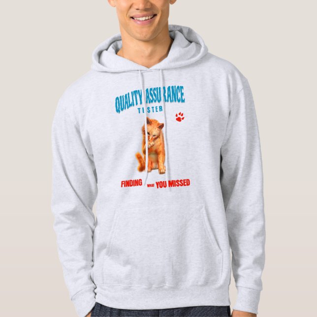 QA Testare Katt Humor Hoodie (Framsida)