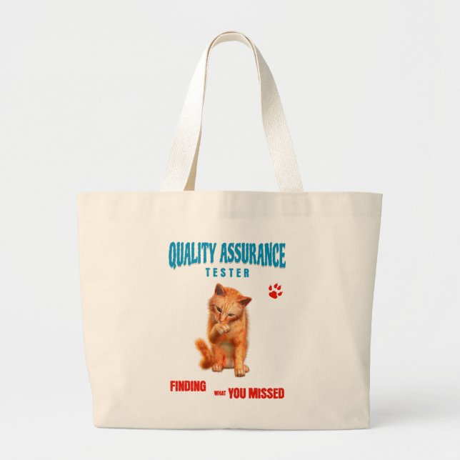 QA Testare Katt Humor Jumbo Tygkasse (Framsidan)