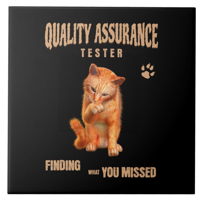 QA Testare Katt Humor Kakelplatta (Framsidan)