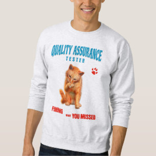QA Testare Katt Humor Lång Ärmad Tröja