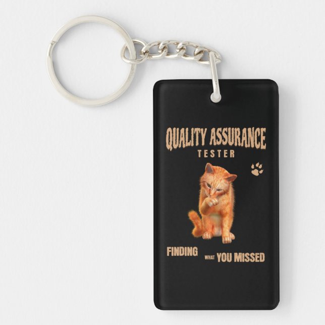 QA Testare Katt Humor Nyckelring (Framsidan)