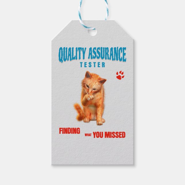 QA Testare Katt Humor Presentetikett (Framsidan)