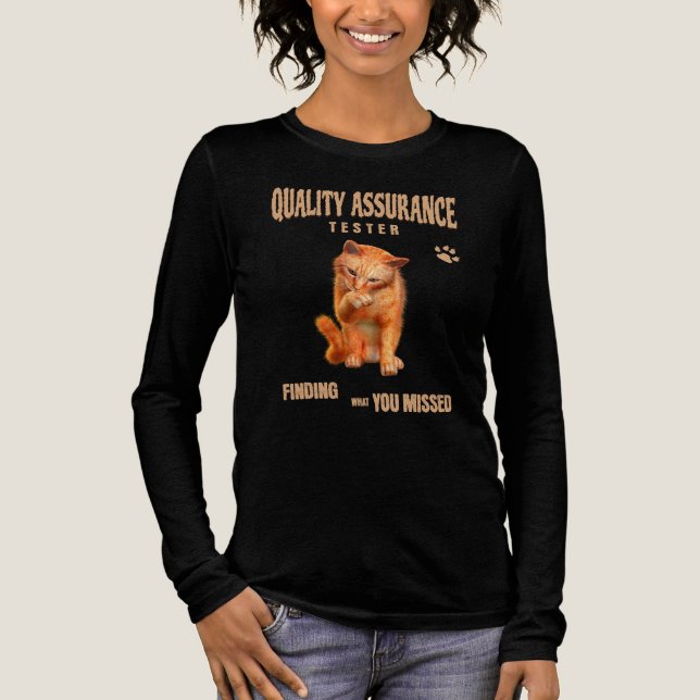 QA Testare Katt Humor T Shirt (Framsida)