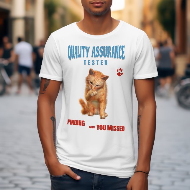 QA Testare Katt Humor T Shirt (Skapare uppladdad)