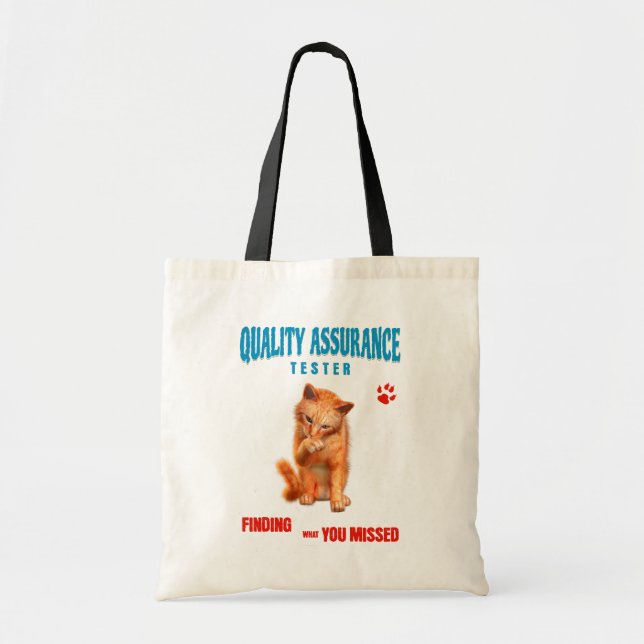 QA Testare Katt Humor Tygkasse (Framsidan)