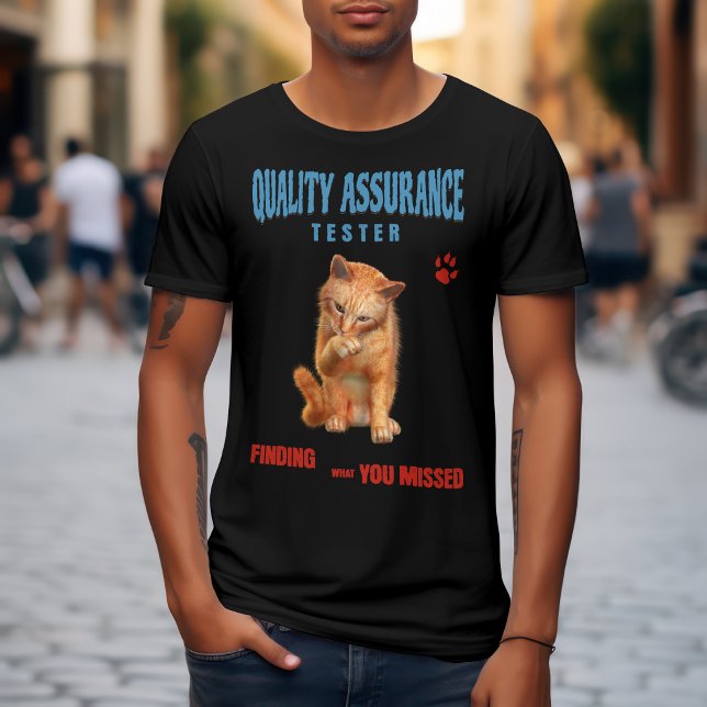 QA Tester Cat Humor T Shirt (Skapare uppladdad)