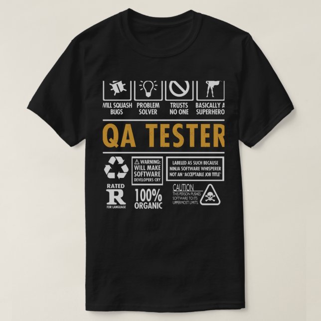 QA Tester Funny Quality Assurance-jobb T Shirt (Design framsida)
