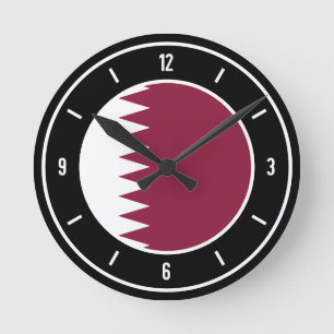 Qatar Flagga Elegant Rund Klocka